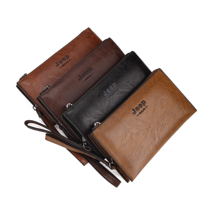 Wholesale wallet men's pu leather handbag 2021 new retro multi-card card bag business clutch bag zipper handbag 