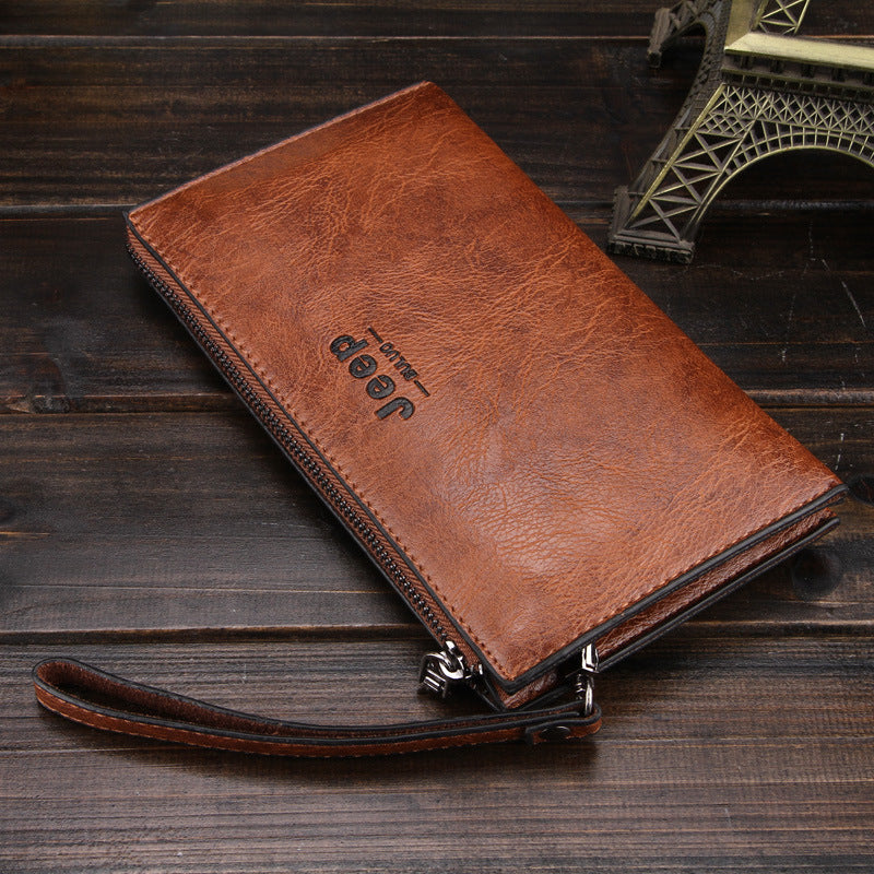 Wholesale wallet men's pu leather handbag 2021 new retro multi-card card bag business clutch bag zipper handbag 