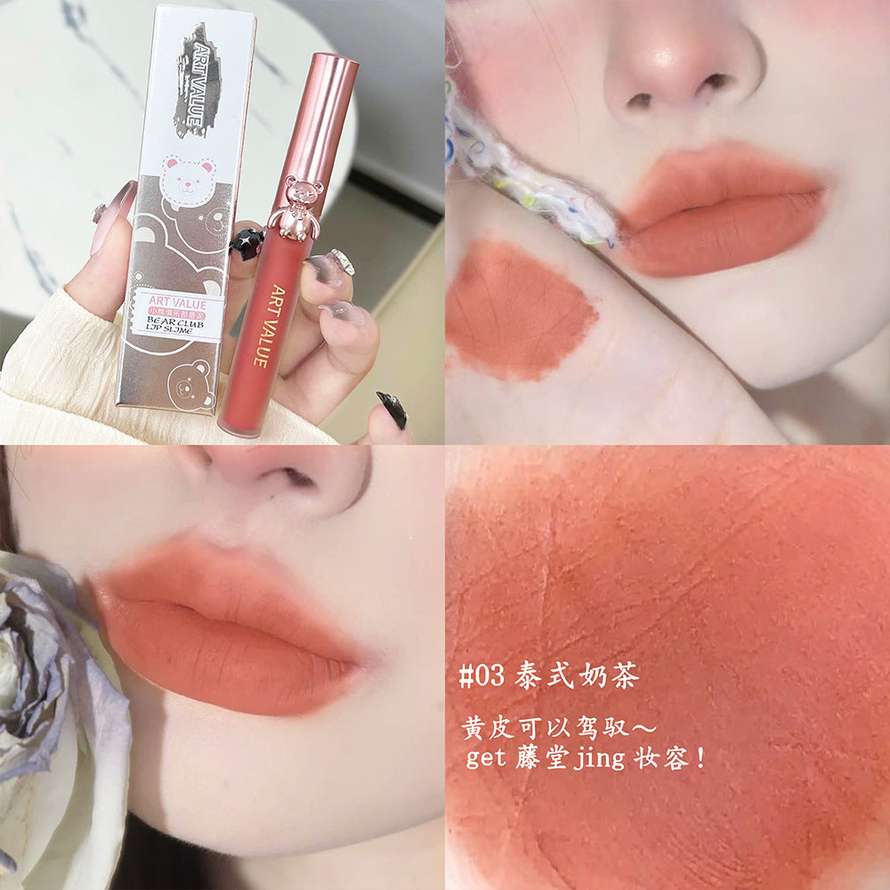 Art Value Bear Club Matte Lip Mud Velvet ကျောင်းသားများအတွက် ရောင်စုံဘက်စုံသုံး Lip Glaze ကို တတ်နိုင်၍ နယ်စပ်ဖြတ်ကျော် လက်ကား၊ 