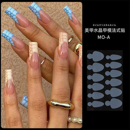 Silicone extension nail film 12 pieces French nail art crystal nail film mold-free frosting paperless extension glue 