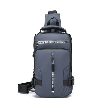 Fashion and simple new men's messenger bag multi-function USB charging chest bag multi-way backpack cross-border 