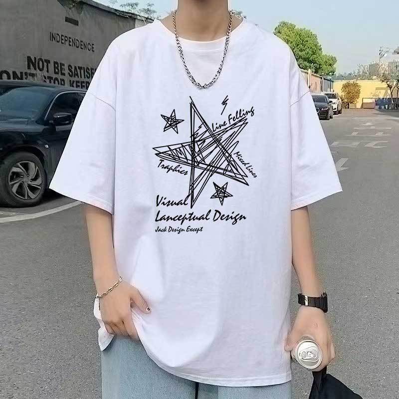 Loose t-shirt new retro men's American top men's 240g heavy summer round neck short-sleeved t-shirt trendy brand t-shirt 