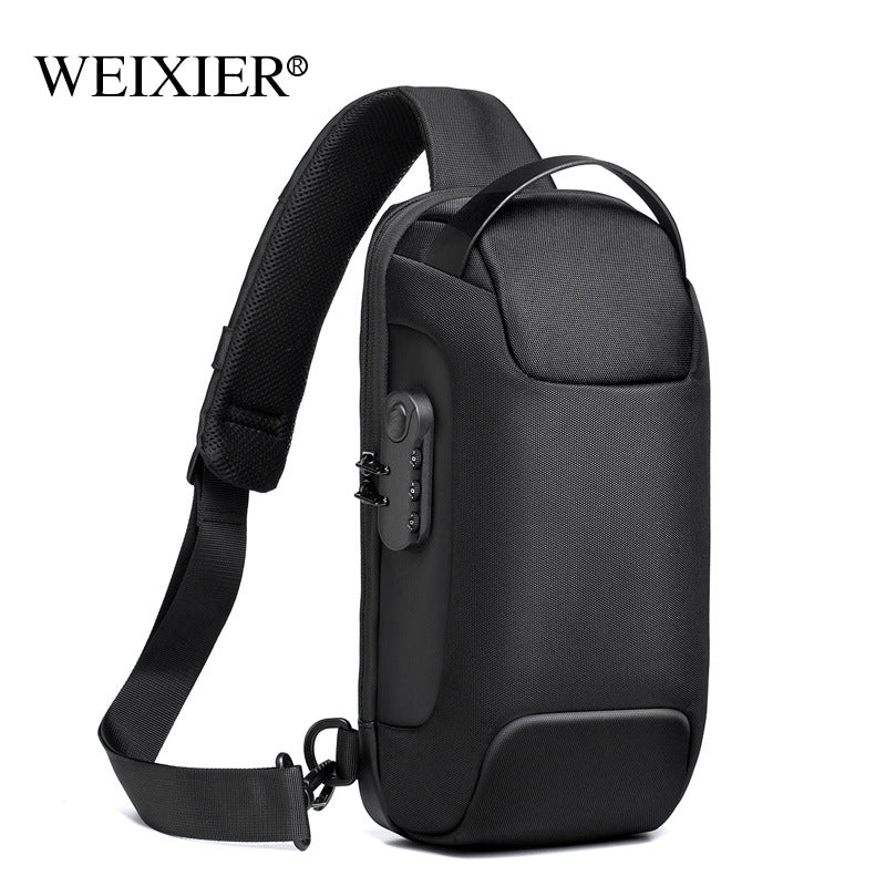 Chest Bag Men's Canvas Casual Messenger Bag Shoulder Bag Men's Chest Bag USB Charging Sports Water Drop Bag Men