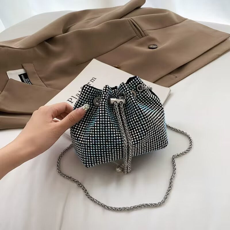 Summer small bag women 2023 new trendy diamond bag chain full of diamond bucket bag niche fashion trend Messenger bag 