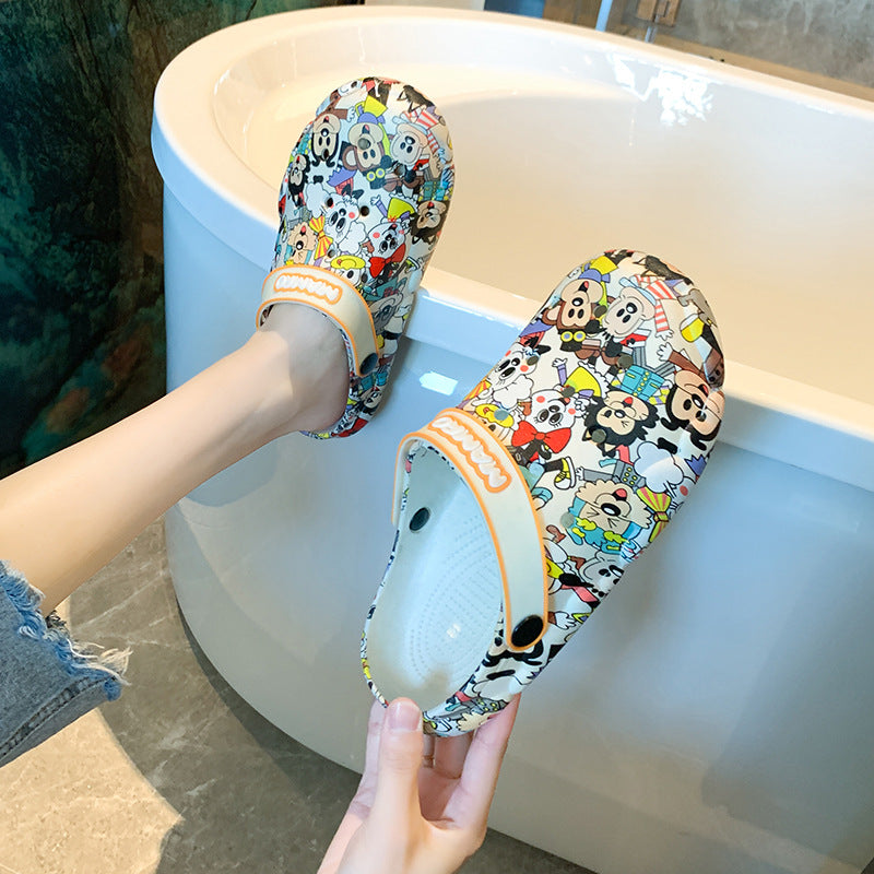 2023 spring hole shoes couple new women's beach garden shoes outdoor Baotou wearing PVC casual sandals men 