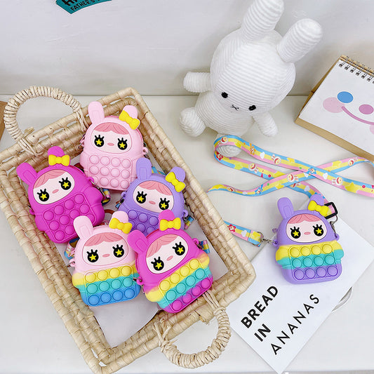 Cartoon Doll Pinch Toy Children's Bag Baby Cute Silicone Coin Purse Mini Children's Crossbody Bag လက်ကား 