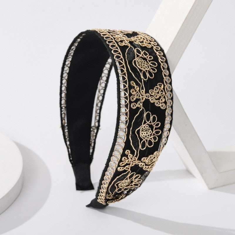 2022 cross-border new product knotted hair hoop hair accessories for women small flowers lace mesh fabric hair hoop floral hair cave 