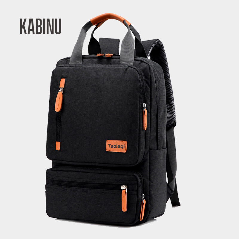 Kabinu casual backpack, middle school and high school student bag, contrast color mommy bag, Oxford cloth business computer bag 