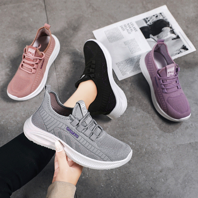 Shoes women's 2023 spring new flying woven women's shoes casual shoes breathable mesh shoes manufacturers direct hair comfortable sports shoes women 