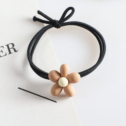 Korean version of net red ins milk tea color hair ring tie hair rubber band flower hair rope high elastic coffee beige head rope 