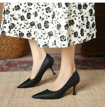 3351-18 stiletto black French pointed high-heeled shoes women 2023 professional simple and comfortable work shoes single shoes women 