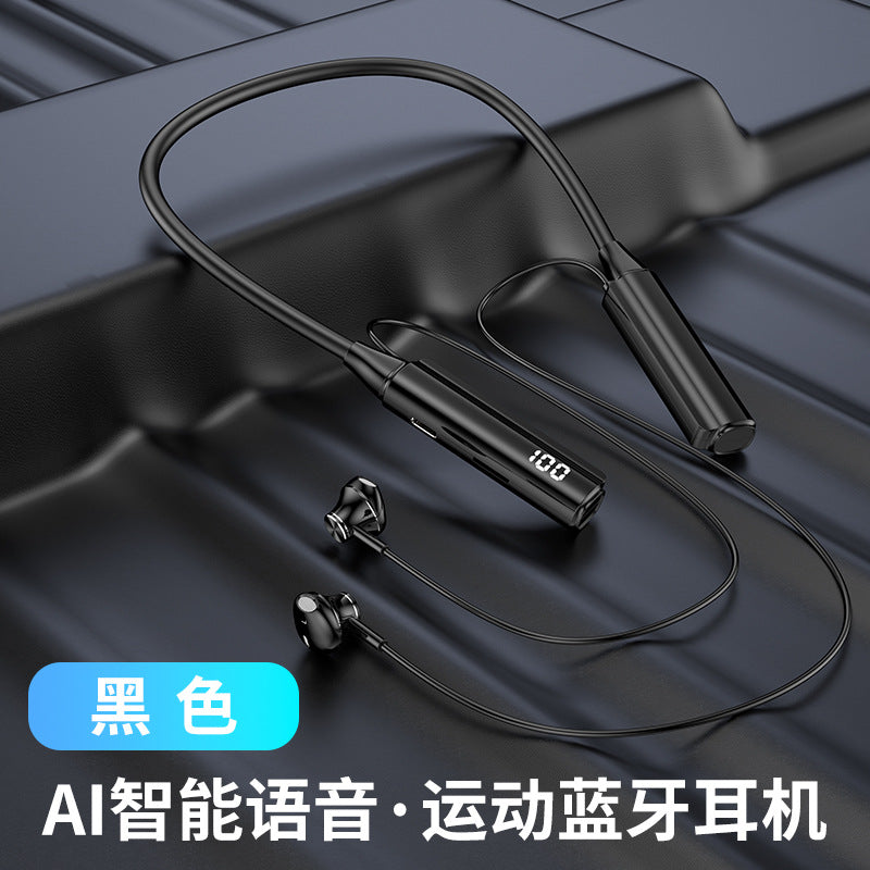 【AI Intelligent Voice Control】Wireless bluetooth headset can be plugged into TF card smart digital display long battery life hanging neck universal 