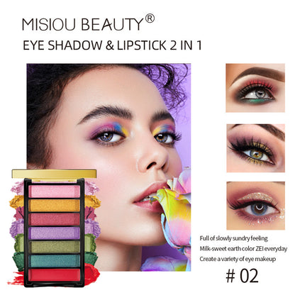 Misiou beauty eyeshadow lipstick cream makeup palette multi-color matte pearlescent all-match seven colors 