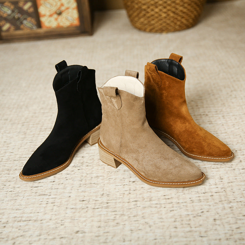 3321-5 suede thick-soled Martin boots women's autumn new British style short boots women's European and American low-cut motorcycle boots 