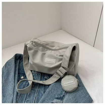 2023 new Messenger bag student class bag female ins style Japanese large capacity solid color canvas bag shoulder bag 