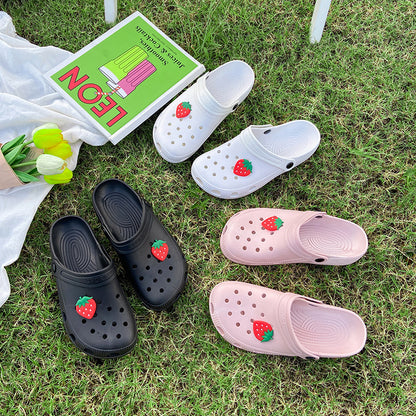 2022 new hole shoes female summer fashion girl cute outerwear beach sandals Baotou shoes non-slip slippers female 