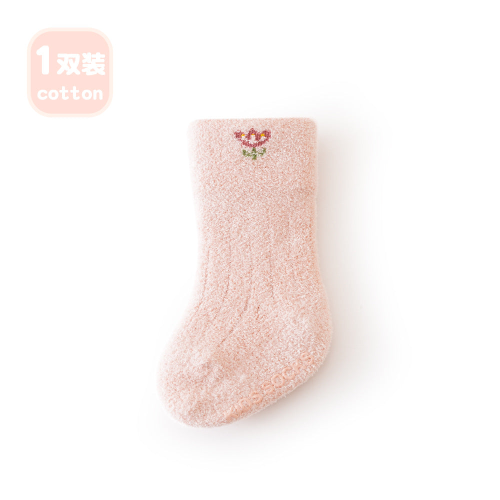 23 autumn and winter thick warm baby socks non-slip baby floor socks newborn socks a class children's socks