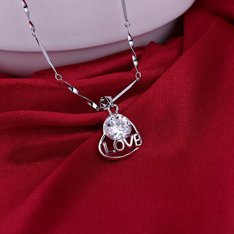 Korean version of the best-selling necklace collection color-preserving hypoallergenic zircon necklace simple temperament geometric heart-shaped necklace for women 