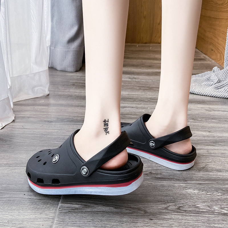 Monique's new hole shoes women's summer wear Korean couple students cute beach shoes sandals and slippers non-slip