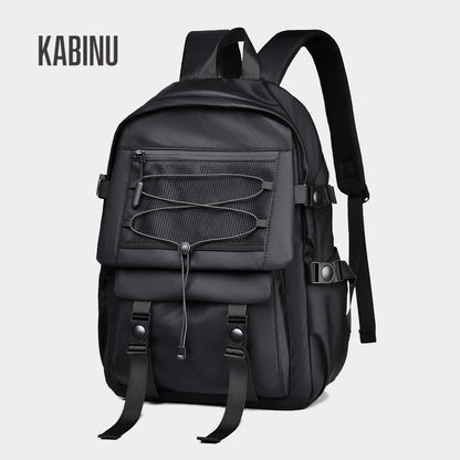 Kabinu new student school bag solid color trendy and cool drawstring backpack waterproof water-repellent backpack commuter computer bag bag 