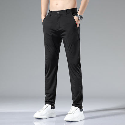 2023 Spring/Summer New Casual Pants Men's Straight Slim Four-way Elastic Non-ironing Trousers Youth Trendy Men's Pants Wholesale 