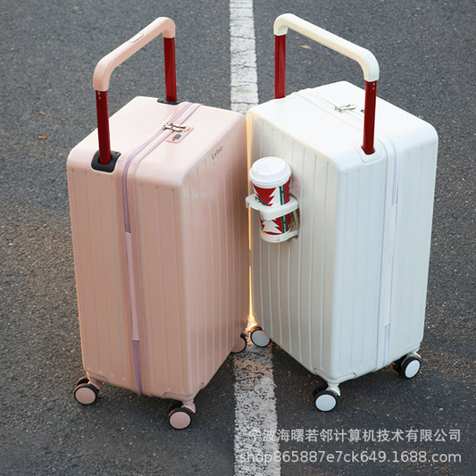 2023 new mid-mounted wide trolley suitcase women's large capacity password suitcase universal wheel internet celebrity trolley suitcase