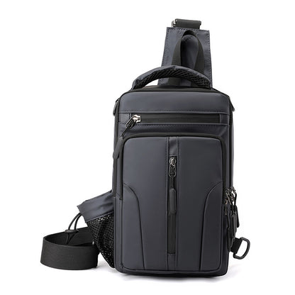 Men's Fashion Messenger Bag Multi-modal Backpack Men's Shoulder Bag Sports Chest Bag Portable USB Charging Chest Bag 