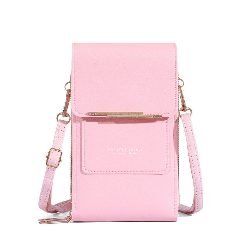 2023 new mobile phone bag crossbody touch screen mobile phone bag solid color wallet shoulder bag portable card holder wholesale 