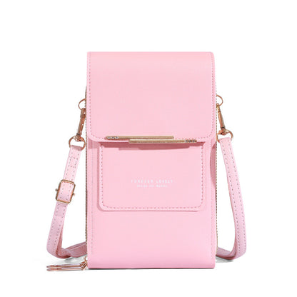 2023 new mobile phone bag crossbody touch screen mobile phone bag solid color wallet shoulder bag portable card holder wholesale 