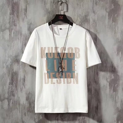 Summer fashion letter printing micro-elastic breathable bottoming shirt white round neck casual short-sleeved T-shirt male 336 