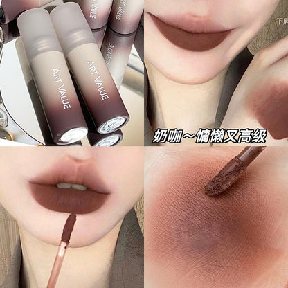 Art Value Milk Coffee Velvet Matte Lip Mud Soft Mist Whitening Lip Glaze Not Picky About Skin All-match Makeup Autumn and Winter Cross-border 