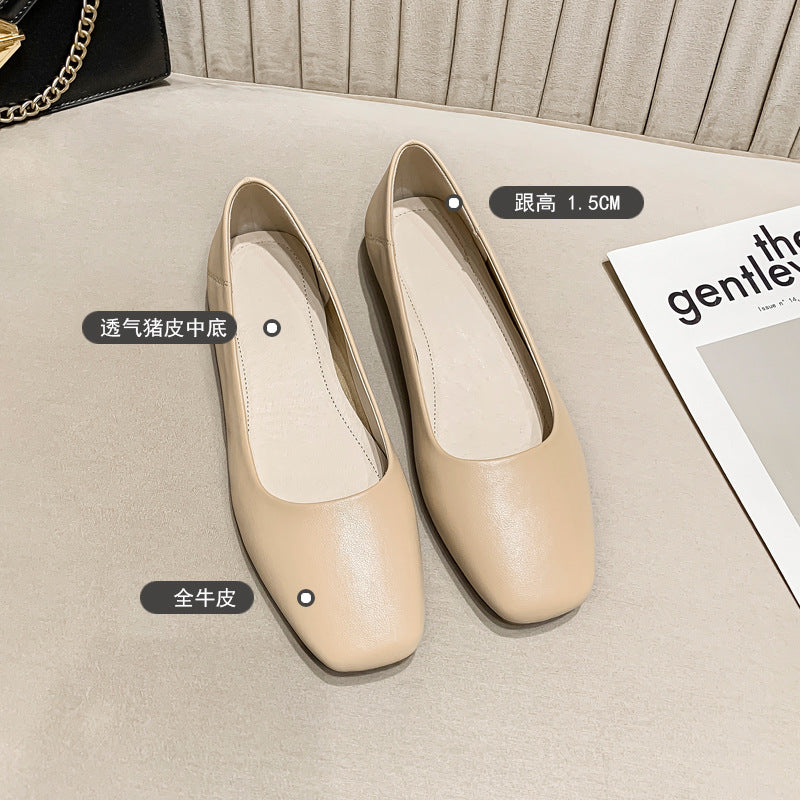 Gentle leather grandma shoes women's flat single shoes fairies gentle 2022 new shoes women's shoes spring and autumn pregnant women Doudou shoes 