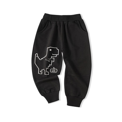 Boys pants spring new children's sports pants Korean version children's casual pants boys simple stylish dinosaur trousers 