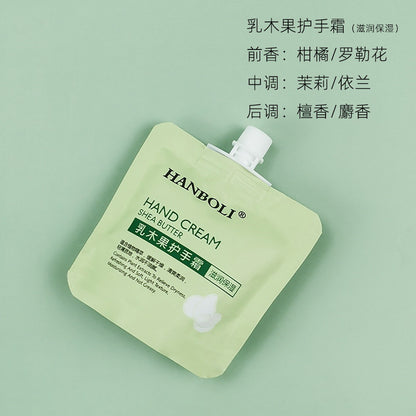 Han Boli Moisturizing and Hydrating Hand Cream Bag Anti-Drying Autumn and Winter Non-greasy and Fading Hand Wrinkles for Students with Long-lasting Fragrance 