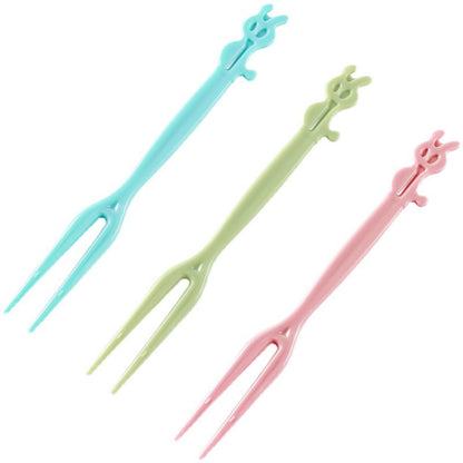 Fruit fork set fruit pick disposable plastic two-tine household fruit cake dessert fork snack fork 