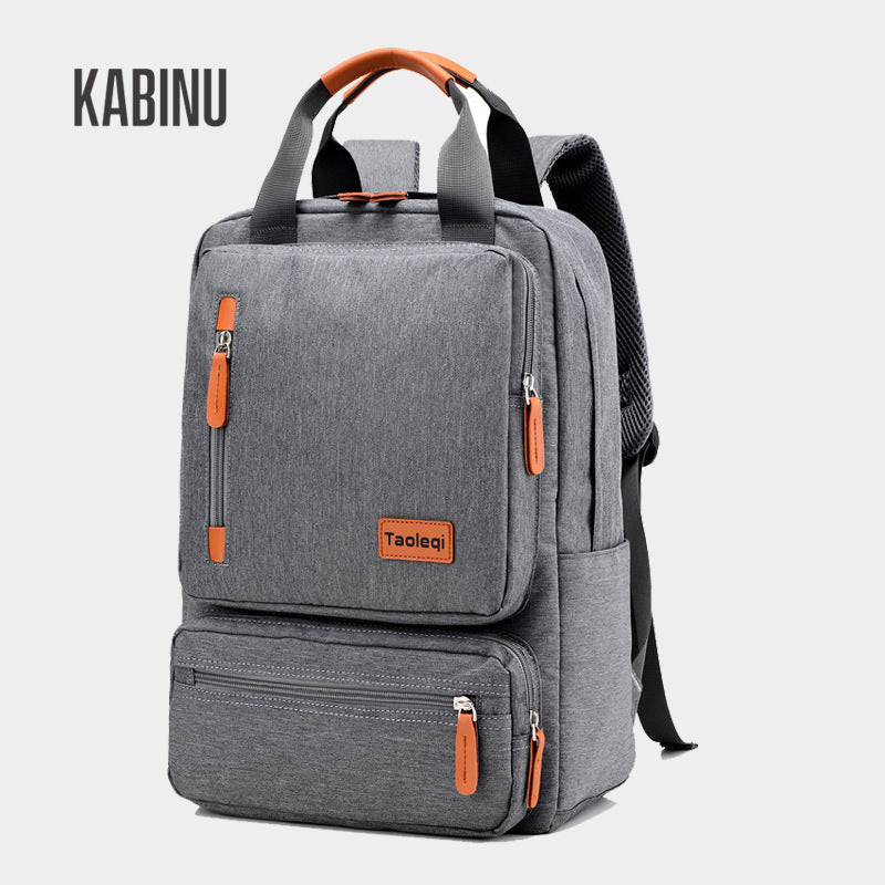 Kabinu casual backpack, middle school and high school student bag, contrast color mommy bag, Oxford cloth business computer bag 