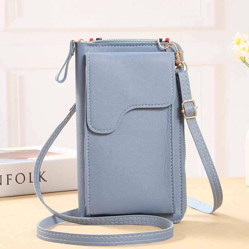 2023 Simple New Fashion Korean Style Shoulder Messenger Bag Large Capacity Ladies Long Wallet Solid Color Mobile Phone Bag 