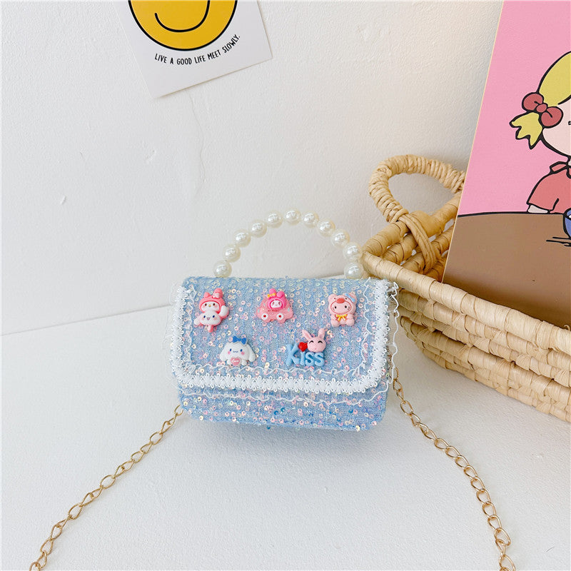 New Pearl Handbag Fashion Chain Crossbody Bag Cute Girly Small Fragrance Style Shoulder Bag Coin Small Square Bag 