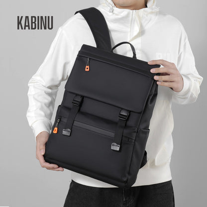 Kabinu casual backpack leather membrane waterproof business commuter computer bag backpack middle school student bag bag 