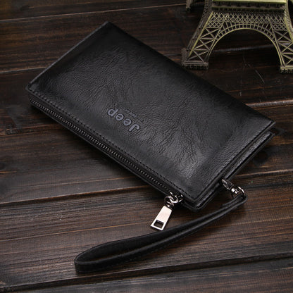 Wholesale wallet men's pu leather handbag 2021 new retro multi-card card bag business clutch bag zipper handbag 