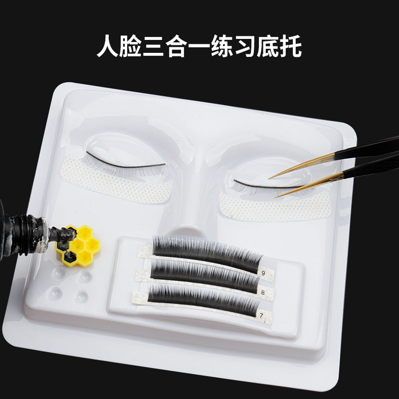 Wholesale eyelash extension practice tool for beginners face three-in-one practice base novice false eyelash practice 