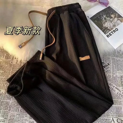 Ice Silk Casual Straight Pants Men's Tide Brand Summer Thin Section Loose Wide-leg Pants Summer Sports Long Pants အမျိုးသား