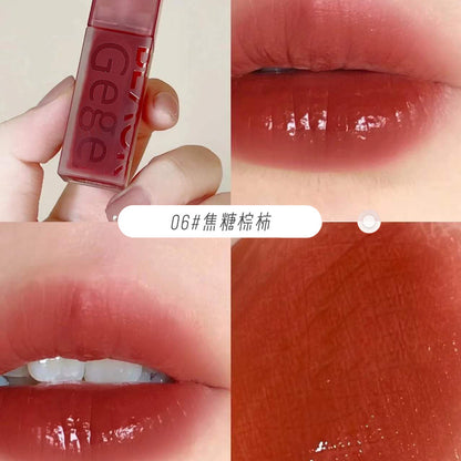 Gege bear Gege bear velvet lip glaze ကတ္တီပါနူးညံ့သော matte matte ကြာရှည်ခံပြီး ဆောင်းဦးနှင့် ဆောင်းရာသီ နှုတ်ခမ်းနီကို အရောင်မှိန်ရန်မလွယ်ကူပါ။ 