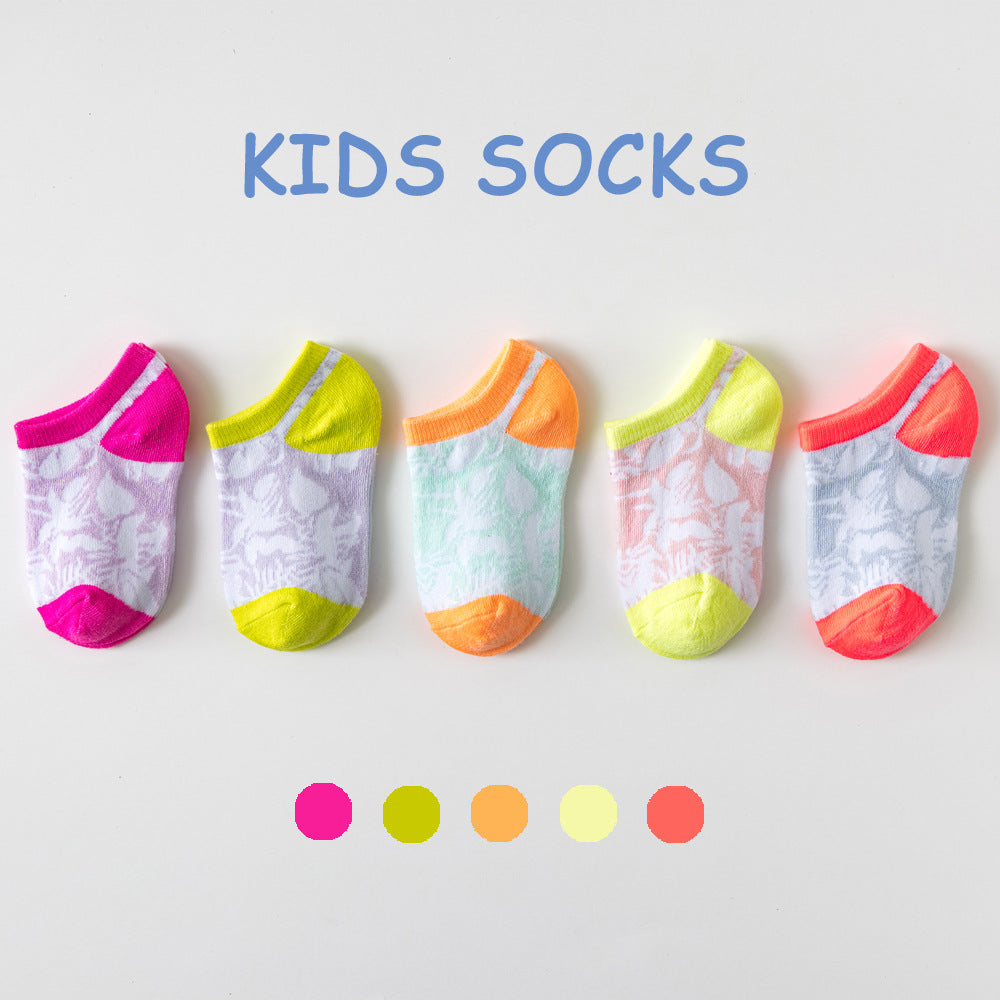 2023 Summer Children's Socks Thin Breathable Socks for Boys and Girls 3-9 Years Old Children's Boat Socks Invisible Short Style Wholesale Manufacturer 