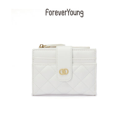 forever young women's wallet ins high-end short wallet simple fashion coin purse pu card bag 