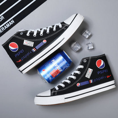 2023 new shoes Pepsi-Cola joint college style limited edition trend all-match high-top male student canvas shoes 