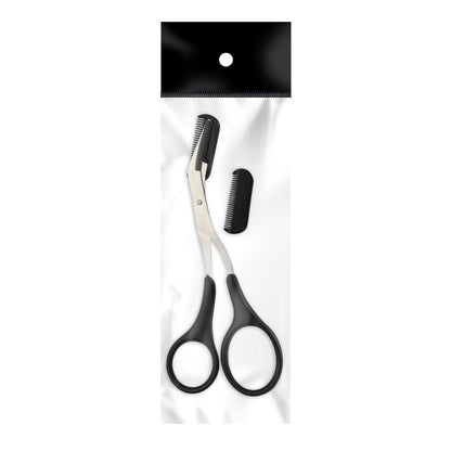 Korean stainless steel eyebrow trimming scissors with small eyebrow comb, eyebrow scissors, beauty tools for eyebrow trimming 