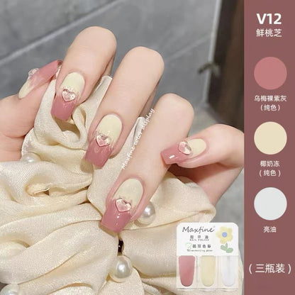 2024 new three-color nail polish no-bake quick-drying set long-lasting tearable water-based whitening nail polish spot wholesale 