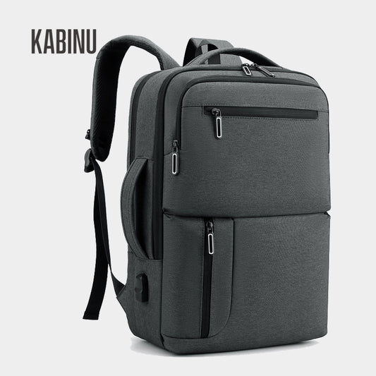 Kabinu business backpack backpack computer bag Oxford cloth solid color commuter outdoor travel bag USB charging