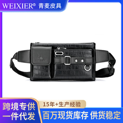 Men's Fashion Retro Mobile Phone Waist Bag Outdoor Men's Messenger Chest Bag Waterproof Texture Cashier Waist Bag Commuting